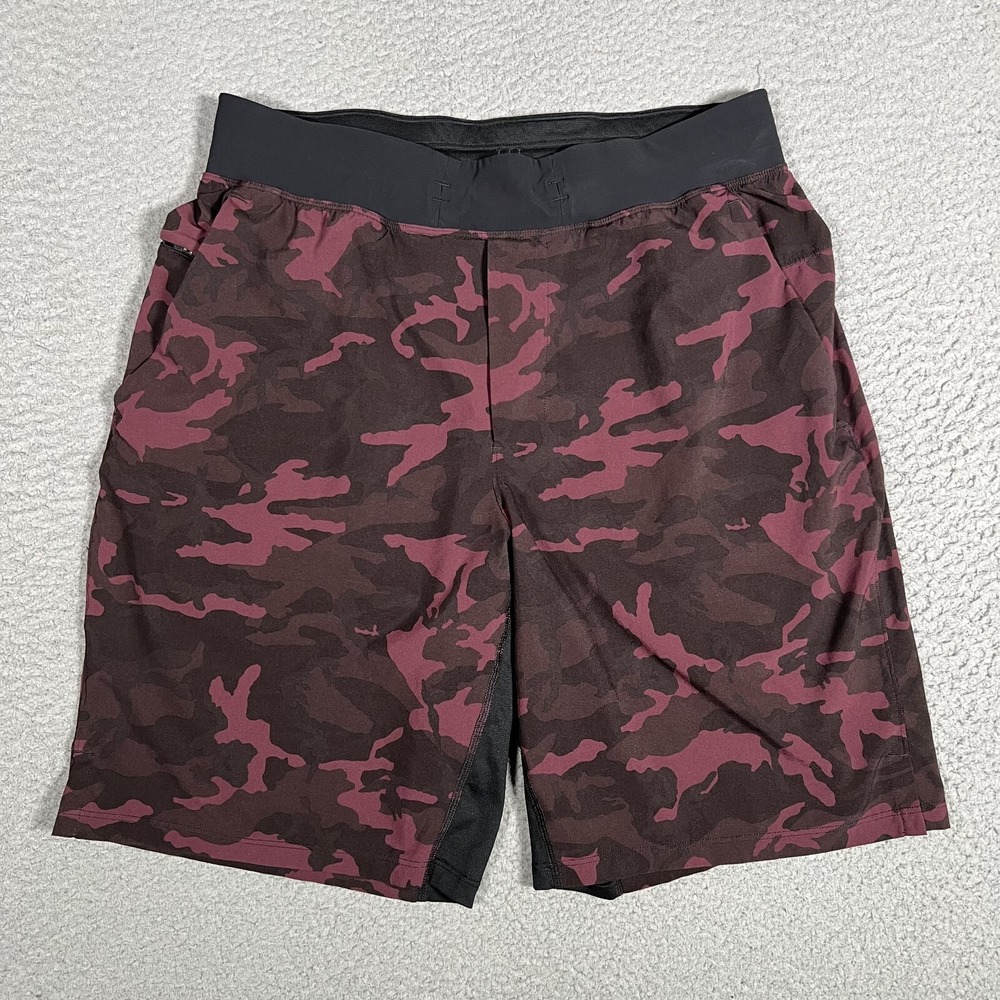Lululemon Shorts Mens Medium Red Camo T.H.E. Linerless 8" Running Logo Athletic